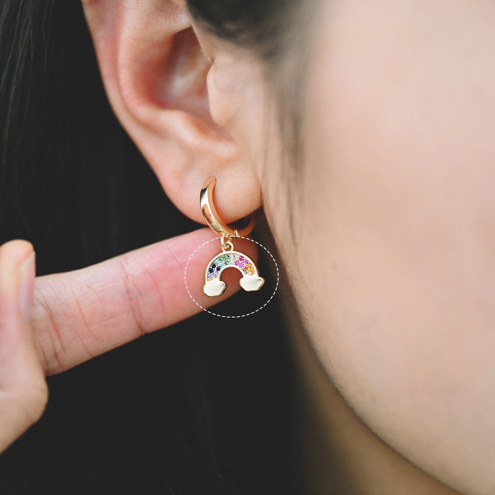 10pcs CZ Pave Rainbow Charms 10x12mm, 18K Gold plated Brass Rainbow Pendants (GB-1566)